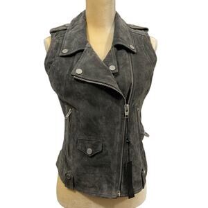 Blank NYC Leather Moto Vest Gray Size Small